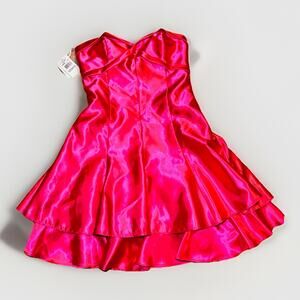Jessica McClintock Hot Pink Satin Strapless Dress Size 11 NWT